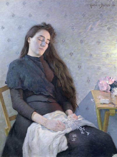 The Sleeping Flower Girl by Eugene Assezat de Bouteyre